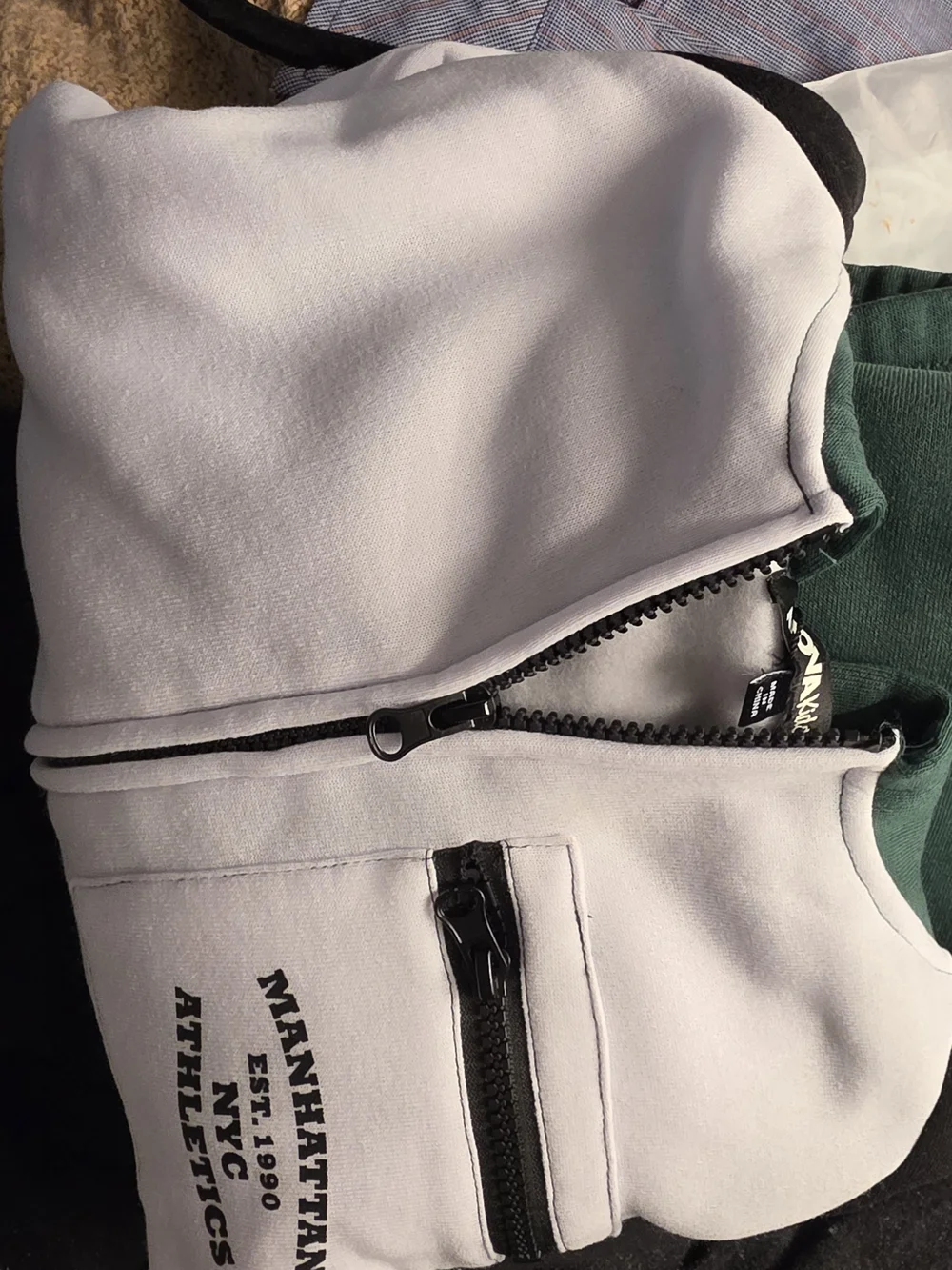 Fashion Nova Kids Green, Black & White Zip Hoodie and Jogger Set